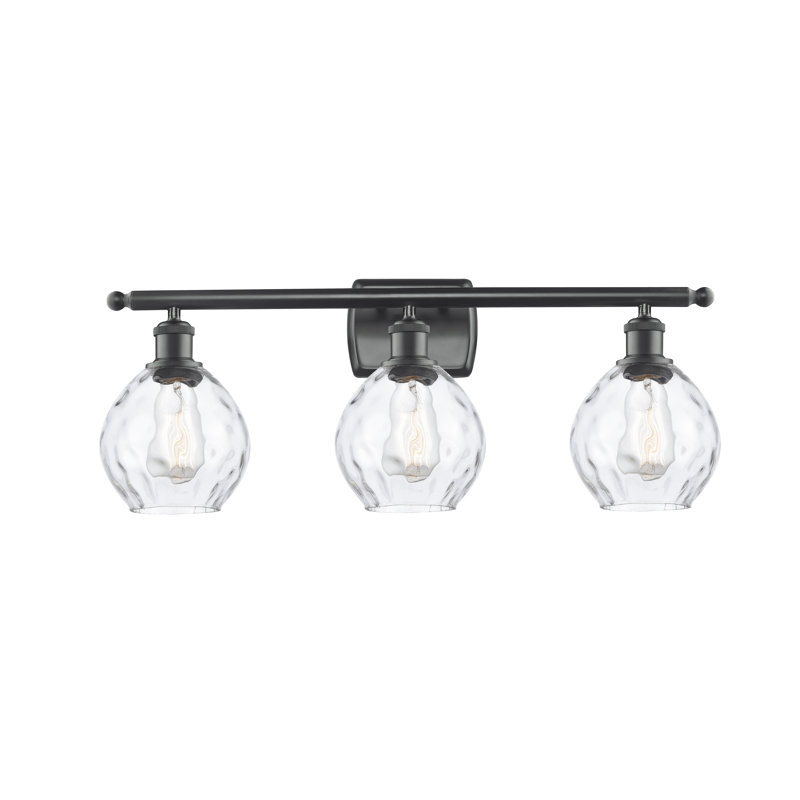 Pomeroy 3 - Light Dimmable Vanity Light, Matte Black, Clear, 6 Watt Vinage LED Bulb