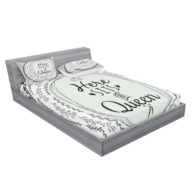 Microfiber Floral Sheet Set, Queen Sheet Set with Fitted Sheet
