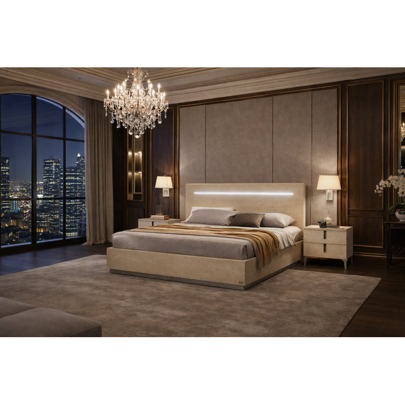Infinity Camel Queen Bed With Nightstand, Queen