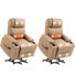 Ensemble de 2 fauteuils inclinables électriques en cuir PU avec porte-gobelets, petits fauteuils inclinables pour petits espaces (brun)