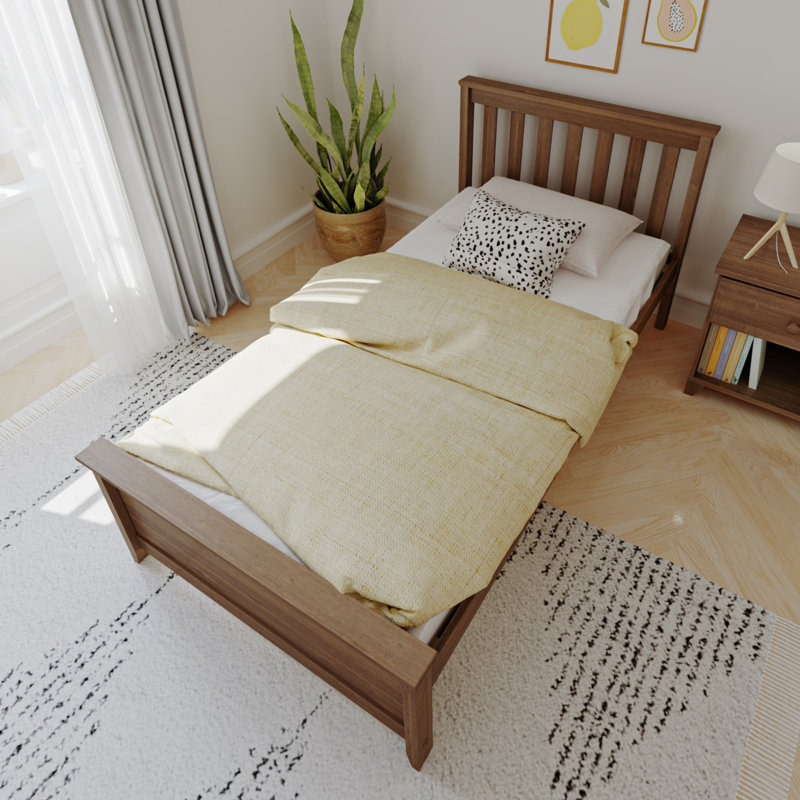 Bolin Kids Solid Wood Platform Bed, Twin, Walnut