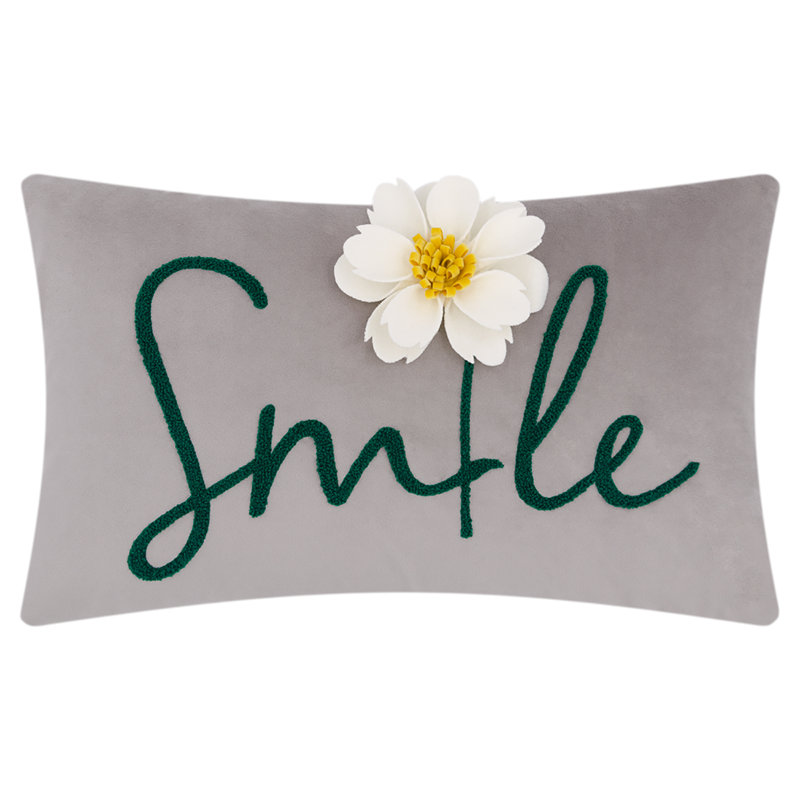 Housse de coussin en velours brodé , Vert / gris