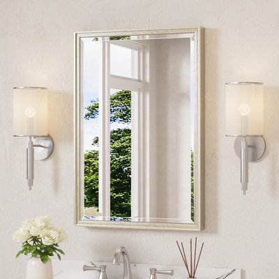Rectangle Beveled Bathroom Vanity Mirror with Aluminum Frame Accent Mirror Tempered Glass Decorative Mirror
