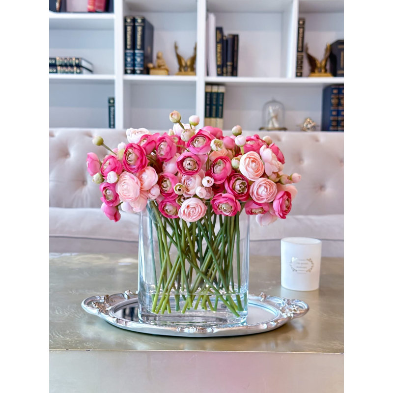 Pink Ranunculus Artificial Centerpiece - Modern French Decor