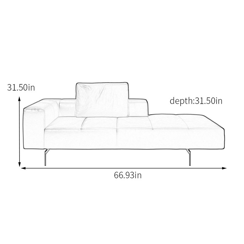 Chaise longue en similicuir lisse, Noir, noir, noir, noir