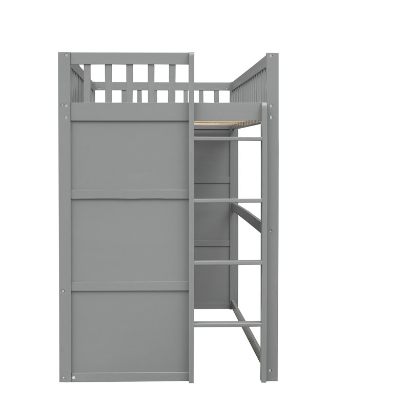 Lit mezzanine avec échelle House, Gris, Lit simple