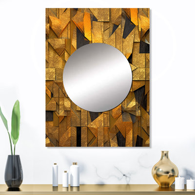 Merveilles géométriques dorées et noires de Nilde - miroir géométrique, miroir mural décoratif doré, impression d'art en métal