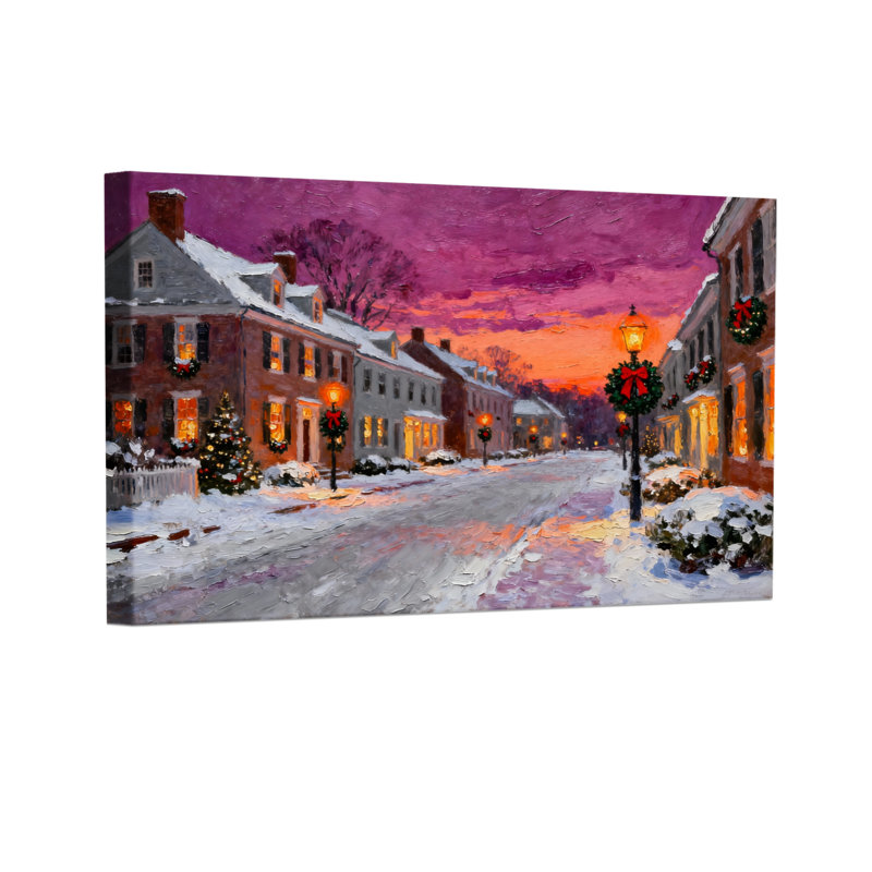 «Christmas Winter Street Christmas Night Scene», ensemble de 3 impressions d'art sur toile, H 20 po x l 30 po