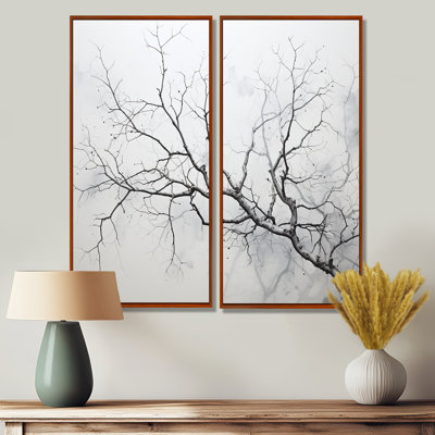 Grey Minimalism Tree Birch III - Tree Birch Large Wall Art