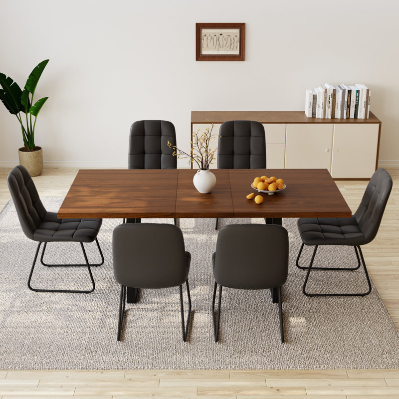 6 - Person Drop Leaf Dining Set, Black