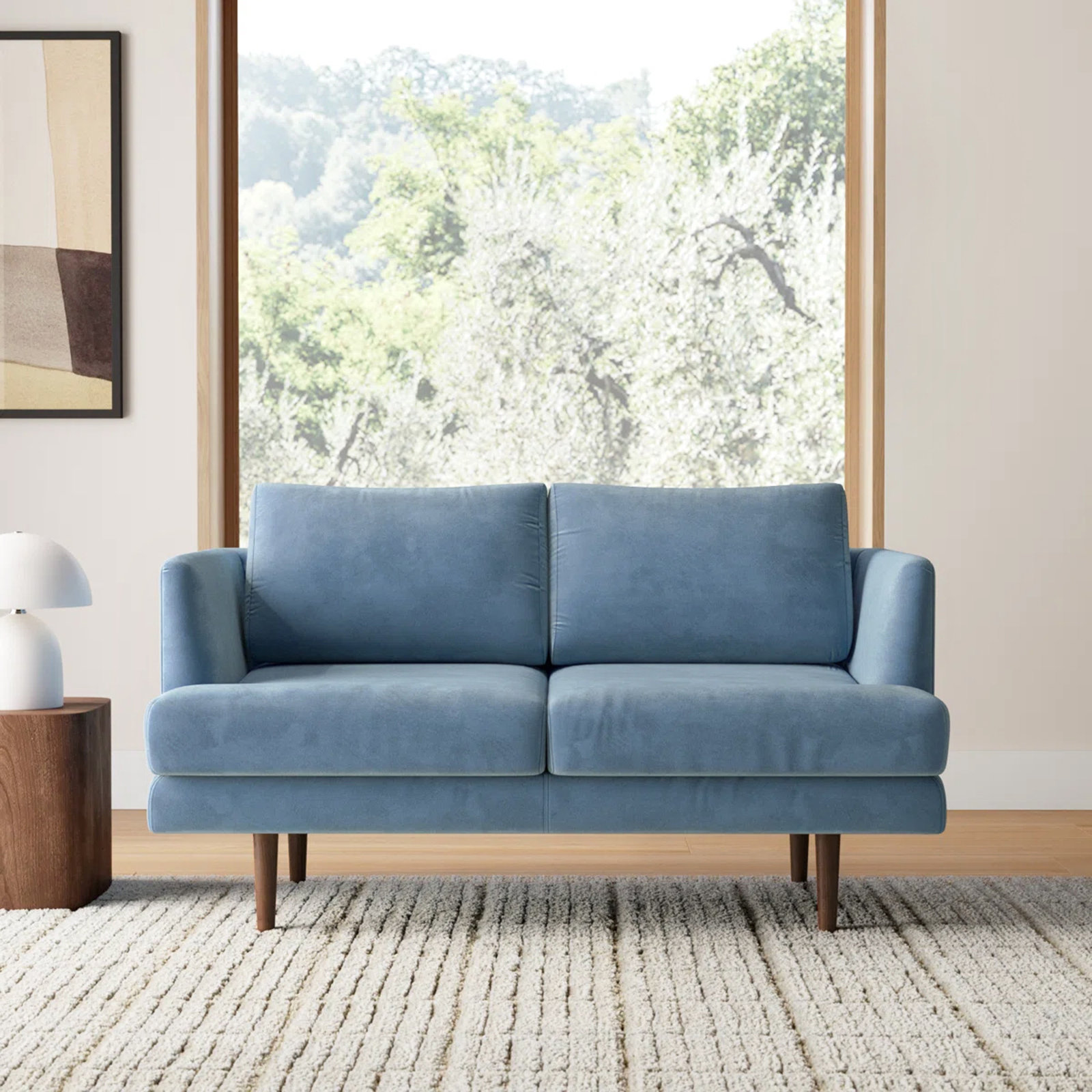 Miller 56" Upholstered Loveseat, Blue Velvet