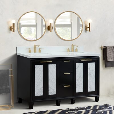 Schreck 61"" Double Bathroom Vanity Set with Mirror -  Rosdorf Park, A0131AAE62544A59B024164EAB5B07D1