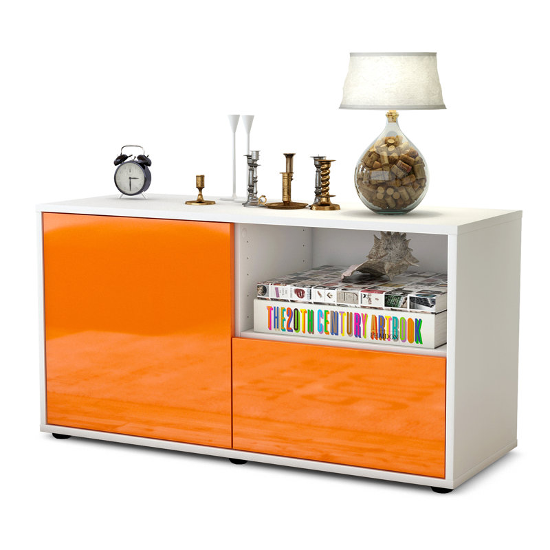 Sincere 92cm W 1 - Drawer Chest of Drawers, High-gloss Orange / Matte White