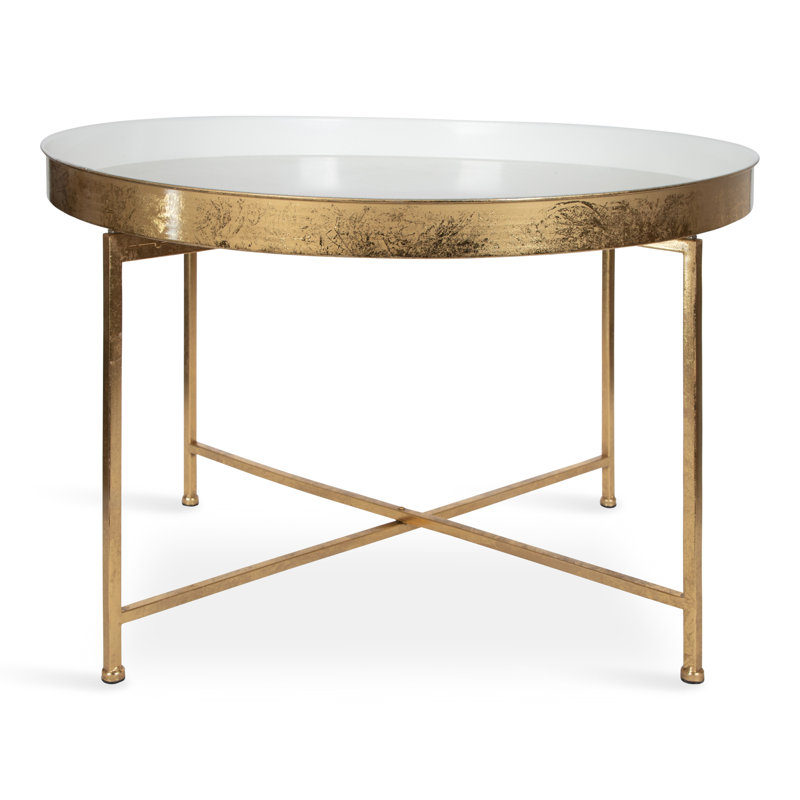 Ekta Lift Top Cross Legs Coffee Table, Gold, White