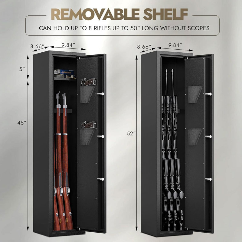 Kaer 2-3 Gun Safe Gun Safe For Rifle And Pistols Multi-function Gun Cabinets For Rifles And Shotguns Long Gun Safes Sturdy Anti-theft Rifle Safe With Pistol Pockets Rack