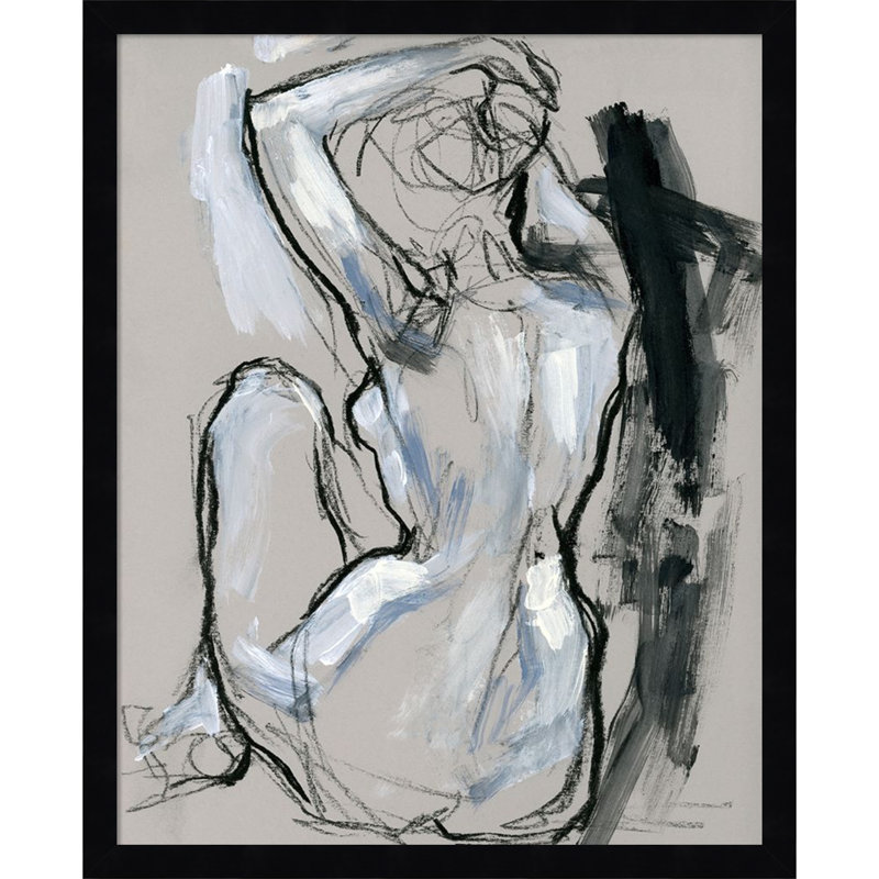 Onyx Gestures I by Wood Framed Wall Art Print, Black, 21" H x 17" W