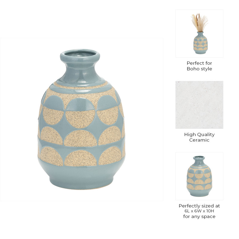 Jeiker Boho Stoneware Ceramic Vase with Textured Detail and Sculptural Form in Contemporary Minimalist Design for Modern Eclectic Spaces