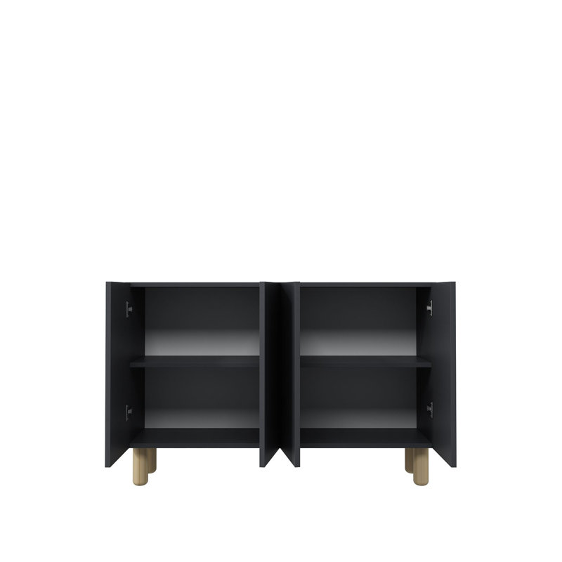 Console moderne avec plusieurs tablettes, anthracite et chêne saphir | 47,2 po x 29,5 po x 11,6 po | 100% panneau de particules enduit de mélamine, épaisseur: 0,7 pouce | Conception murale, parfaite pour le salon et le vestibule