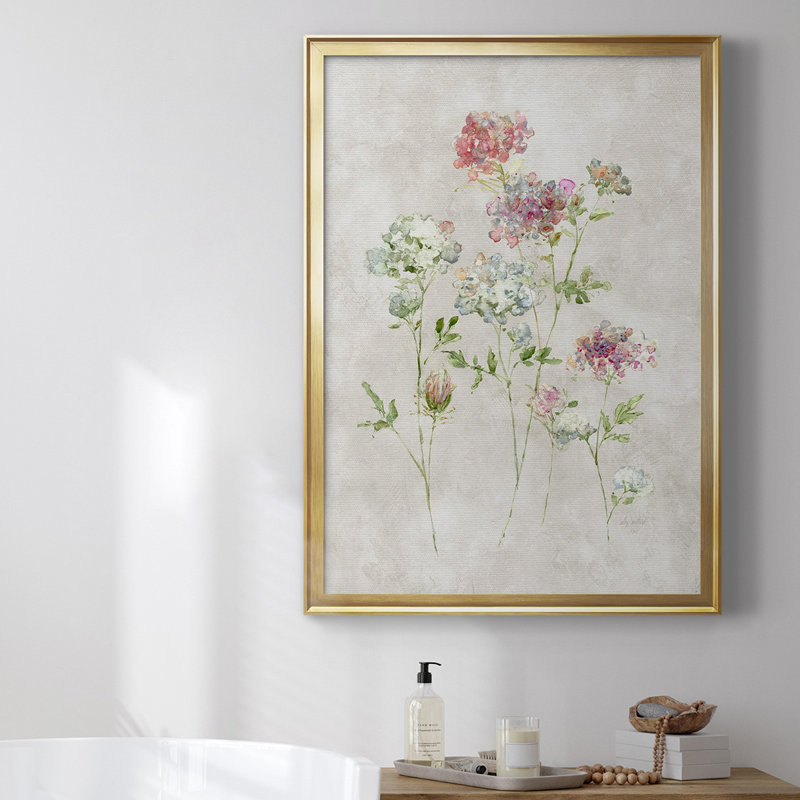 Toile encadrée de qualité supérieure «Soft Lace I» - prête à être accrochée, H 24,5 po x l 18,5 po, Or
