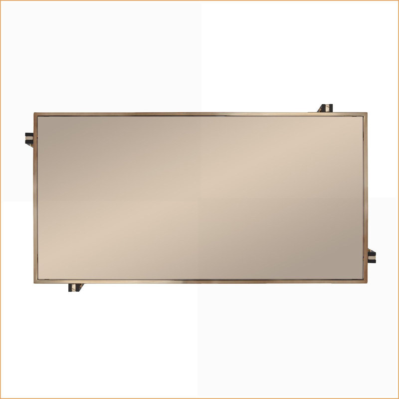 Table basse à miroir avec cadre champagne pour le salon, solution de rangement élégante et peu encombrante