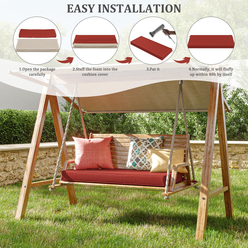 Outdoor Bench Cushion 42 X 18 X 3 Inch Indoor And Outdoor Seat Cushions, Rust Red, 42" W x 18" D