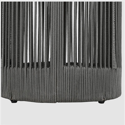 Ensemble de chaise longue d'extérieur en corde, chaises longues de patio, meubles de salon extérieurs près de la piscine, table d'appoint en bois d'aspect teck et coussins beiges, chaise longue avec dossier réglable (corde grise)