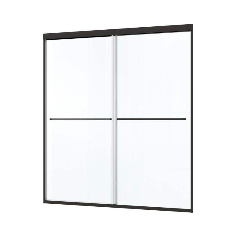 Bypass shower door, sliding door, with 1/4" tempered glass 50-54"x70", Matte Black