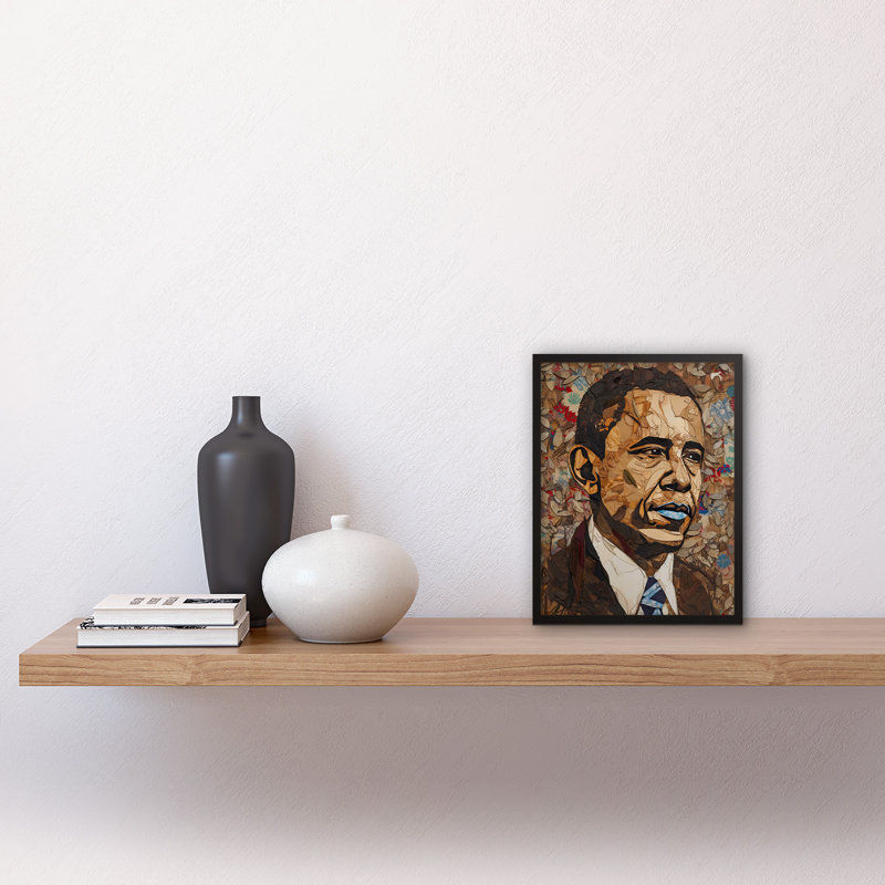 Barack Obama Collage Art Portrait Artwork Framed Wall Art Print 9X7 Inch