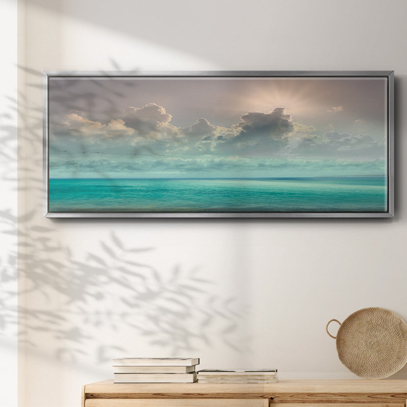 Caribbean Water- Framed Canvas, 8" H x 20" W