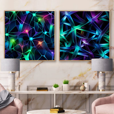 Cylvia - Abstract Shapes Square Collage Set Of 2