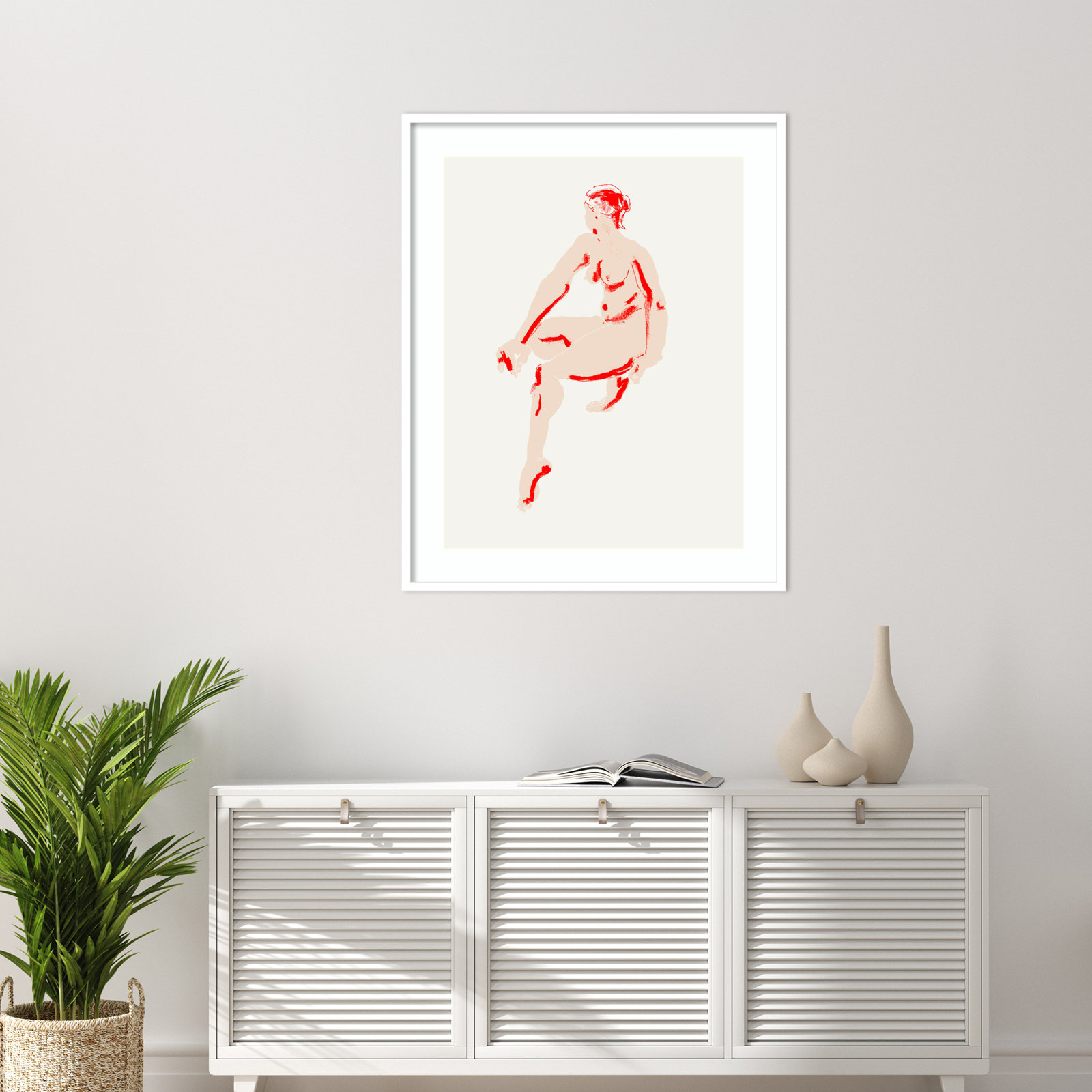 Henn "Naked Woman" Print, White, 41" H x 33" W