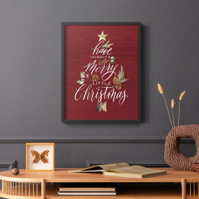 «Merry Little Christmas», reproduction encadrée - bois massif