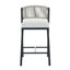 5-Piece Modern Aluminum Indoor Outdoor Dining Set, Rope Woven Patio Bar Set with Rectangular Table-2142087191