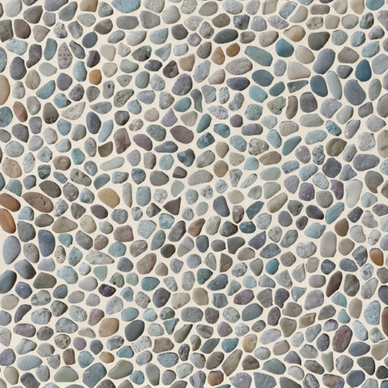 Oregon 12" x 12" Natural Stone Pebbles Mosaic Wall & Floor Tile, Mini Green