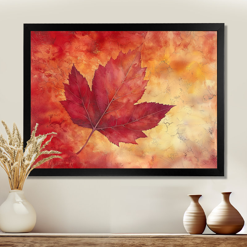 «Irodion Autumn Sunset Maple Leaf II» - feuilles, art mural, Reproduction encadrée d'une seule photo, H 30 po x l 40 po, Noir