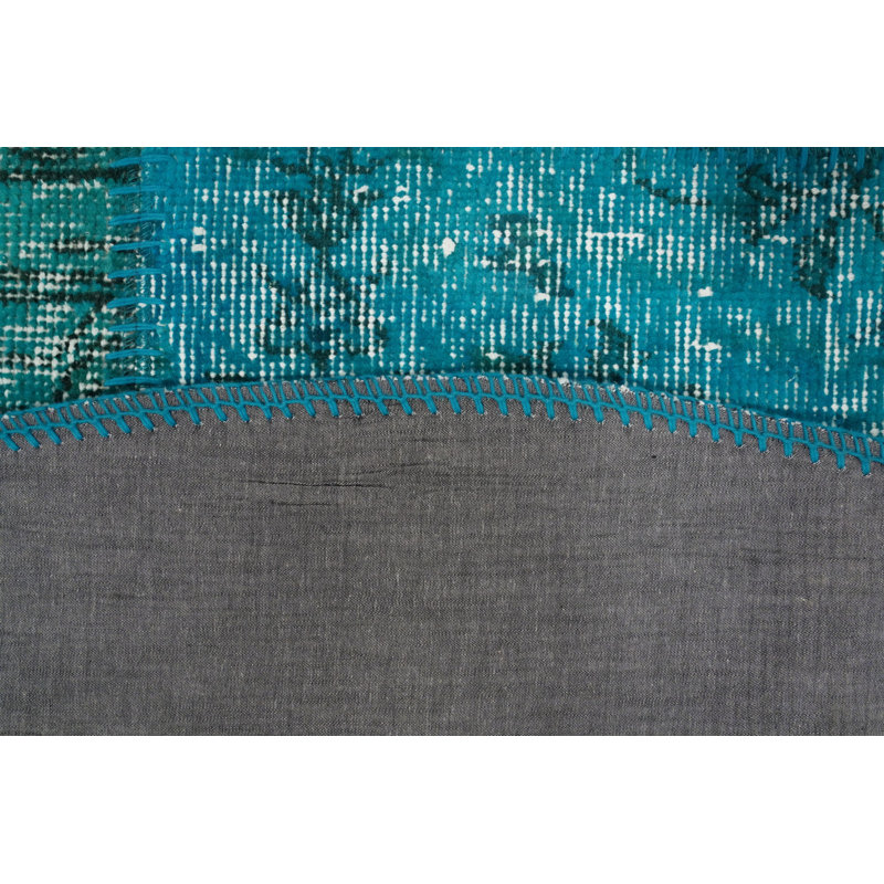 Distressed Modern Patchwork Round Area Rug 5x5