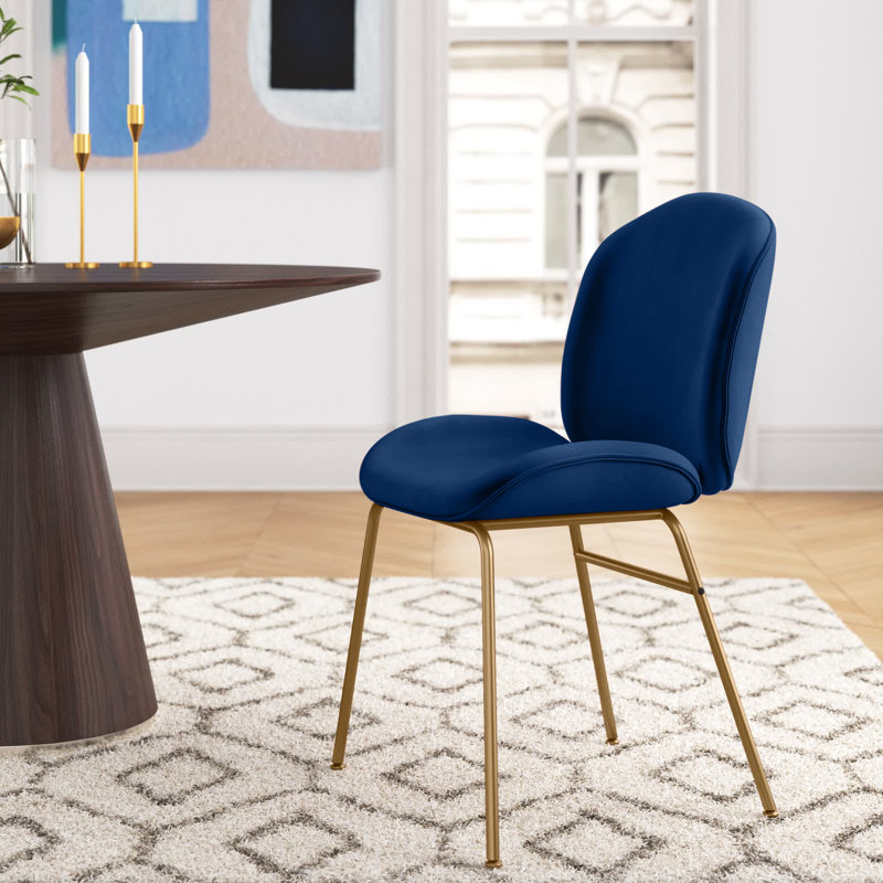 Chaise d'appoint rembourrée en velours Gleno, Bleu