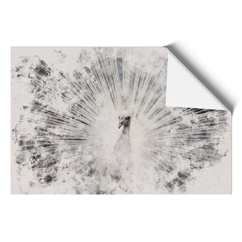 White Peacock Watercolour - Frameless Print, 42cm H x 59cm W x 0.1cm D