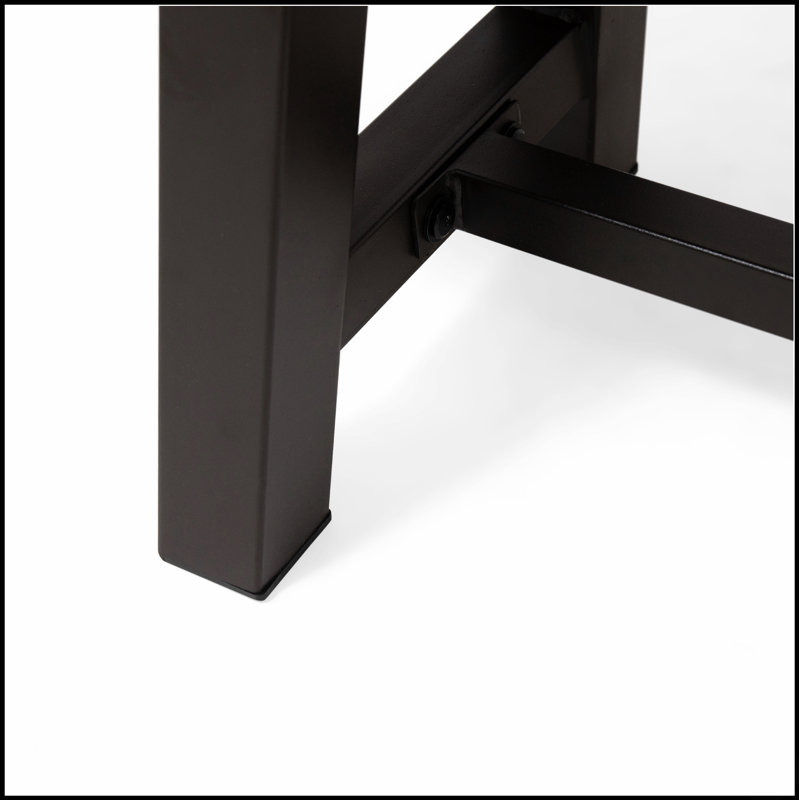 Banc de patio en bois d'acacia durable avec pieds en métal rustique, parfait pour les sièges d'extérieur et la décoration de jardin