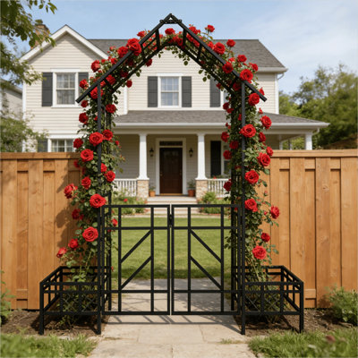 Arche de jardin d'extérieur pour plantes grimpantes, construction en acier galvanisé avec finition thermolaquée, 80,71 po x 97,24 po