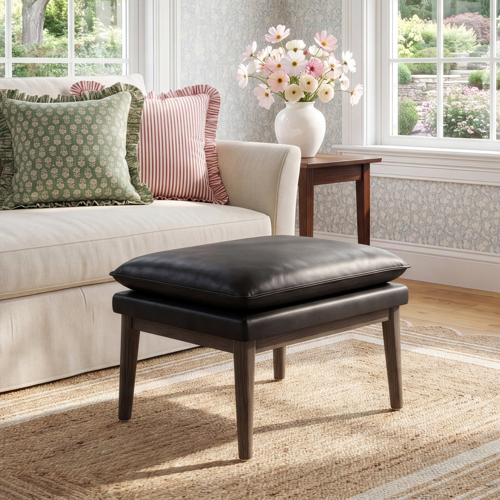Abbyton Genuine Leather Ottoman