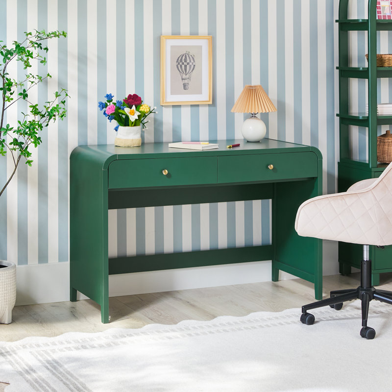 Yasirah Modern Curve Design Writing Desk, Green