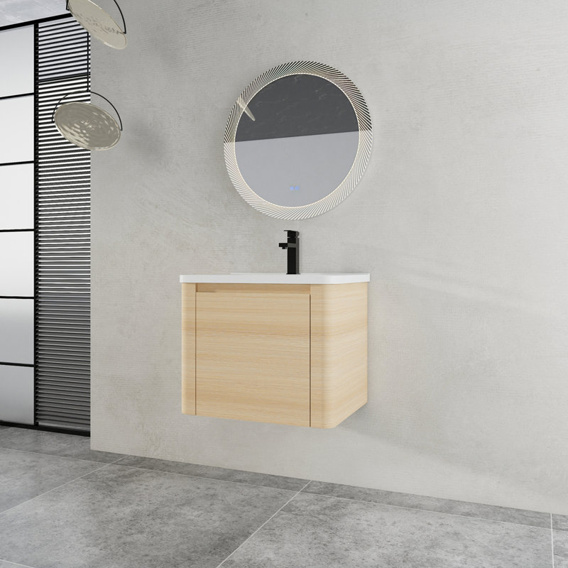Meuble-lavabo mural avec lavabo en céramique blanche, 24"