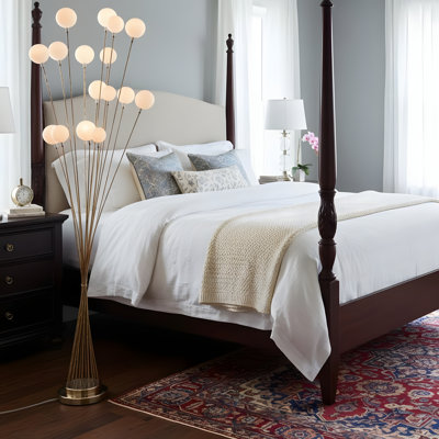 61.5-inch 16-bulb Acrylic Spherical Shade Aluminum LED Chrysanthemum Gold Metal Floor Lamp