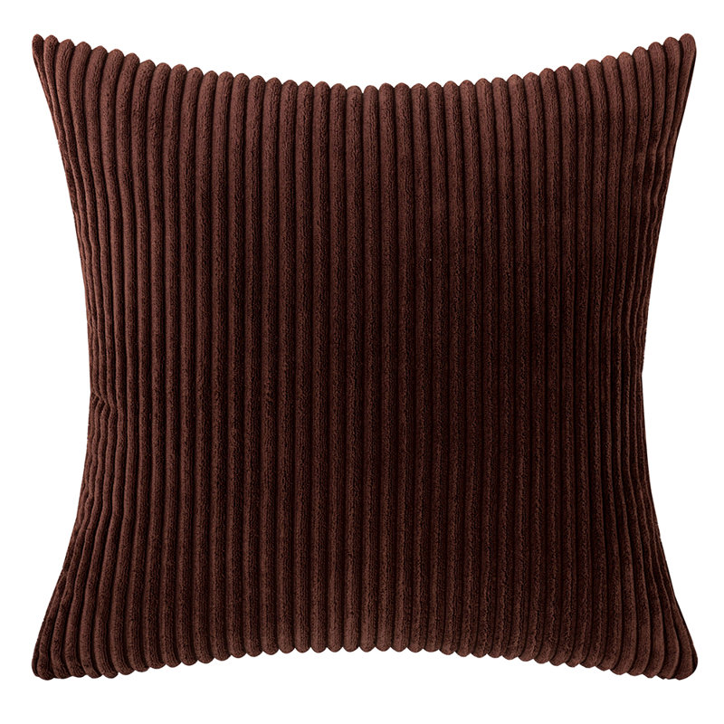 Striped Cotton Blend Reversible Throw Pillow, Chocolate, 22" x 22"