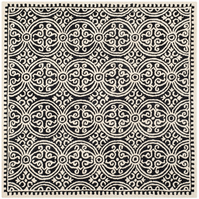 Tapis géométrique en laine touffeté à la main Cambridge, Carré 4 pi