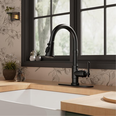 Vintage Pull-Down Kitchen Faucet - High Arc Single Handle, 3-In-1 Sprayer For Farmhouse, RV, Bar (Fits 1 Or 3 Holes)