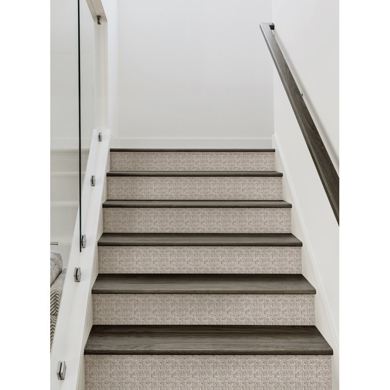 Autocollants muraux Auzenne Wicker, 7.5" L x 48" W, Blanc délavé