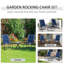 3 meubles d'extérieur avec 2 chaises berçantes et une table en verre, bleu, pour la véranda, le camping, la décoration de balcon, ensemble de 3 pièces de patio, tranquillité