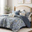 Édredon très grand floral rétro, 7 pièces avec coussins brodés, literie réversible 7 pièces confort et qualité toutes saisons, rembourrage, standard 100